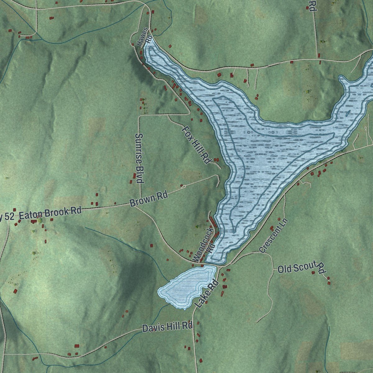 Second close-up of the map of Nelson, New York print showing more streets and buildings