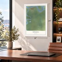 Nenana, Alaska map, 18 x 24 inch print in a white frame in a home office