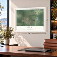 Neoga, Illinois map, 18 x 24 inch print in a white frame in a home office