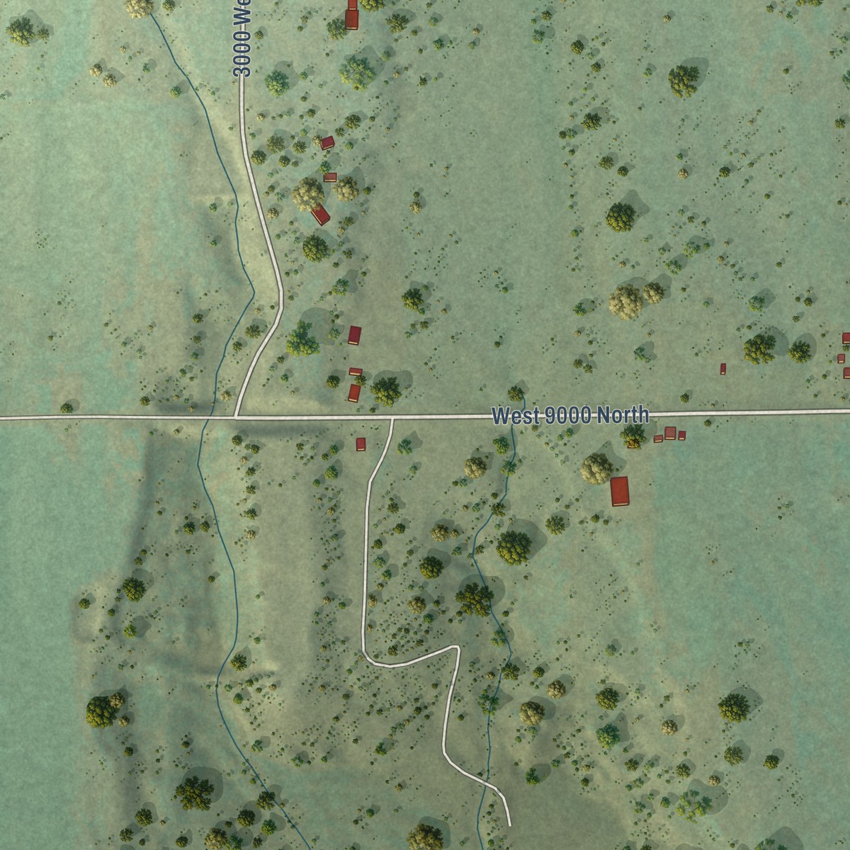 Second close-up of the map of Neola, Utah print showing more streets and buildings