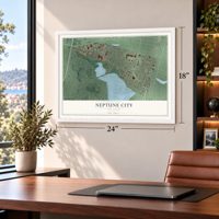 Neptune City, New Jersey map, 18 x 24 inch print in a white frame in a home office