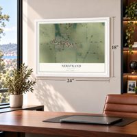 Nerstrand, Minnesota map, 18 x 24 inch print in a white frame in a home office