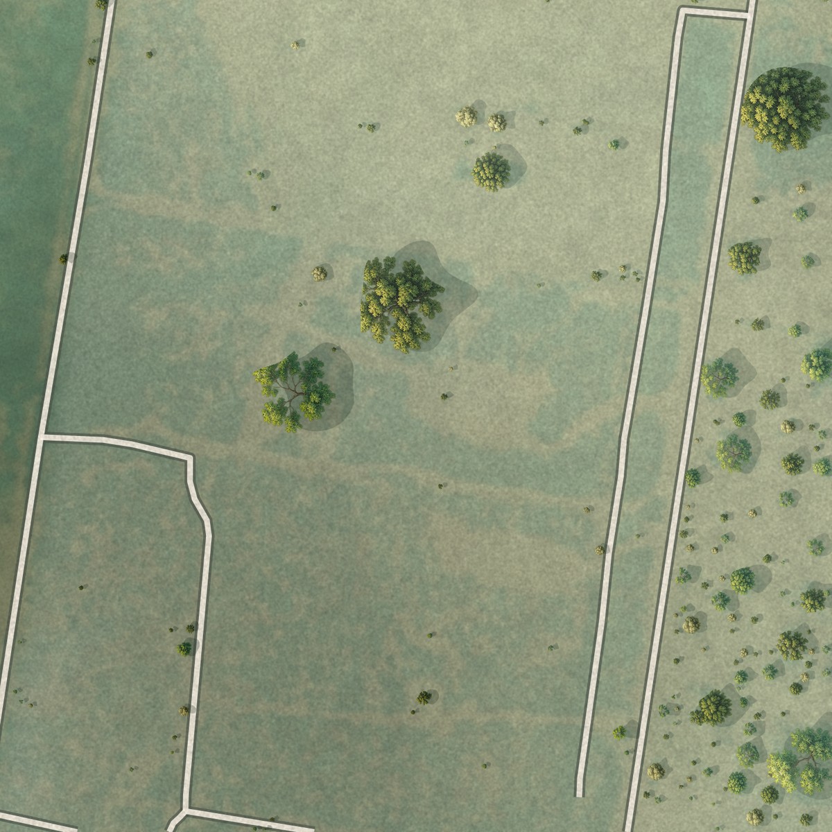 Second close-up of the map of Netos, Texas print showing more streets and buildings