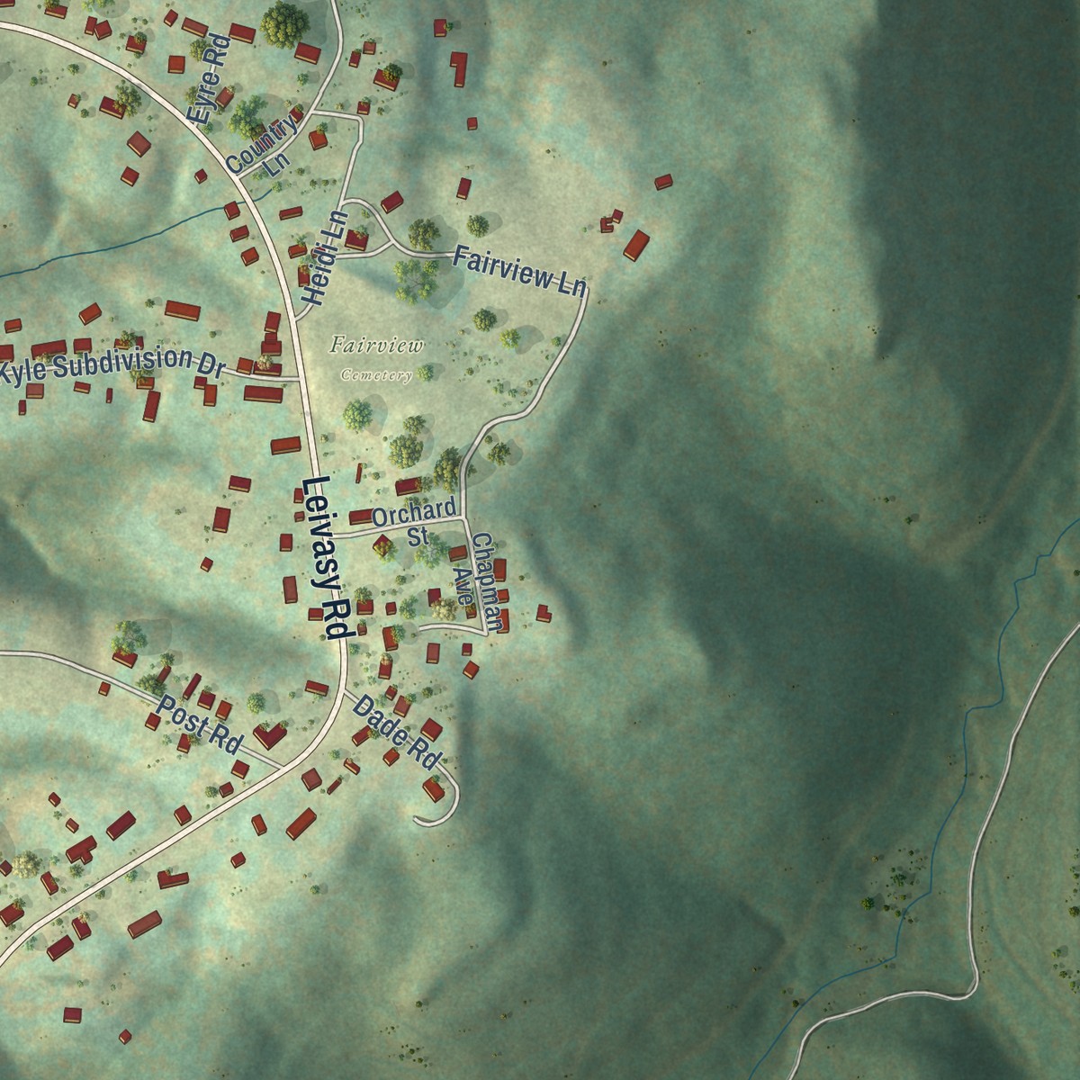 Second close-up of the map of Nettie, West Virginia print showing more streets and buildings