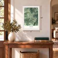 Nettie, West Virginia map, 12 x 18 inch print in a white frame in an entryway