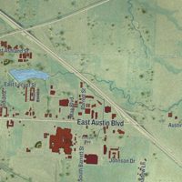 Second close-up of the map of Nevada, Missouri print showing more streets and buildings