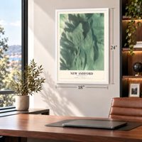 New Ashford, Massachusetts map, 18 x 24 inch print in a white frame in a home office