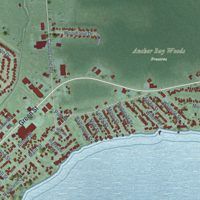 Second close-up of the map of New Baltimore, Michigan print showing more streets and buildings
