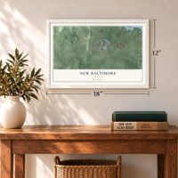 New Baltimore, Virginia map, 12 x 18 inch print in a white frame in an entryway