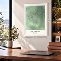 New Bedford, Pennsylvania map, 18 x 24 inch print in a white frame in a home office