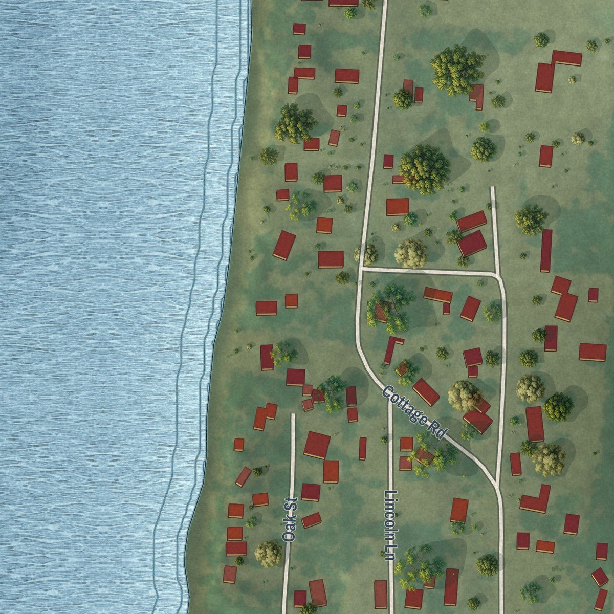 Second close-up of the map of New Boston, Illinois print showing more streets and buildings