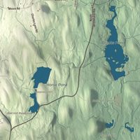 Close-up of the map of New Braintree, Massachusetts print showing terrain and local geography