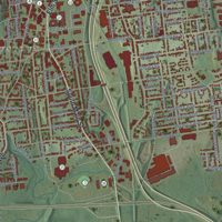 Second close-up of the map of New Britain, Connecticut print showing more streets and buildings