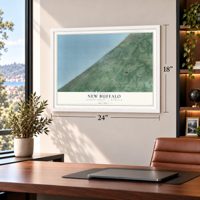 New Buffalo, Berrien County, Michigan map, 18 x 24 inch print in a white frame in a home office