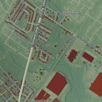 Second close-up of the map of New Castle, Delaware print showing more streets and buildings