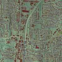 Second close-up of the map of New City, New York print showing more streets and buildings