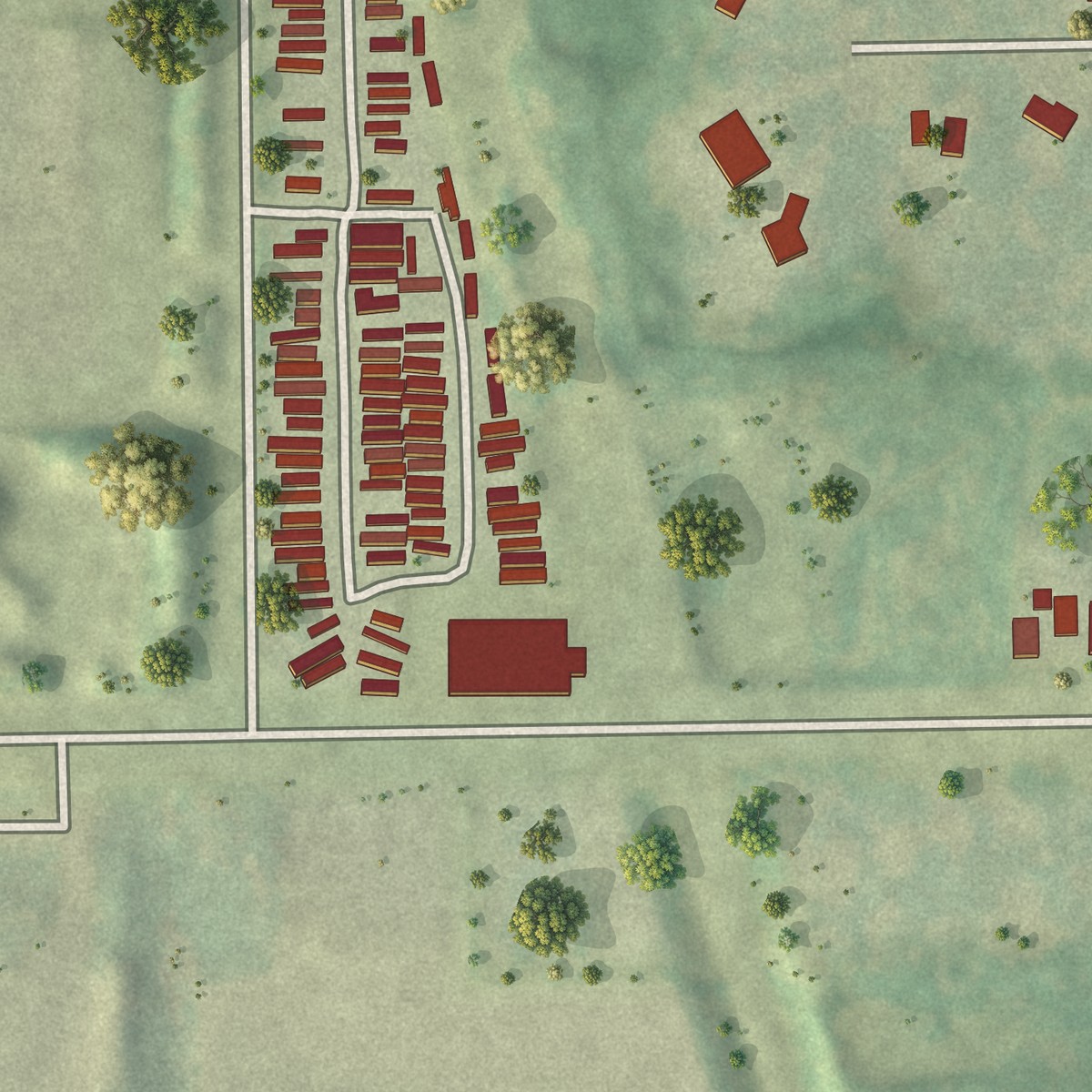 Second close-up of the map of New Coeln, Wisconsin print showing more streets and buildings