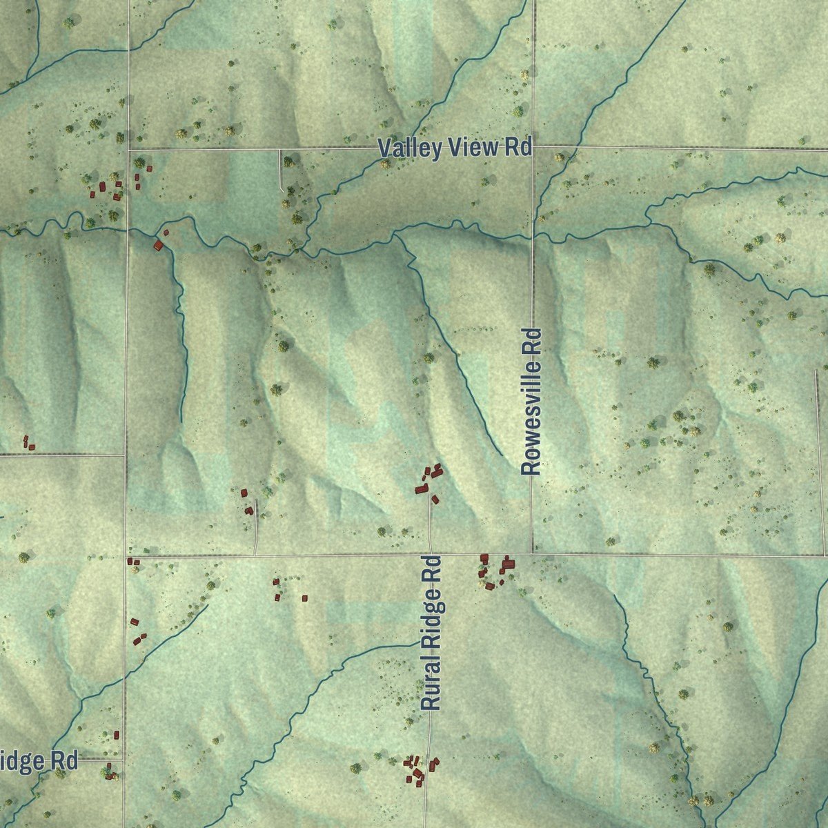 Second close-up of the map of New Diggings, Wisconsin print showing more streets and buildings