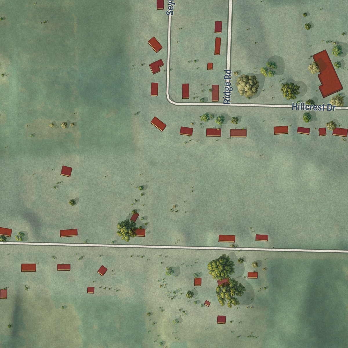 Second close-up of the map of New Era, Michigan print showing more streets and buildings