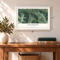 New Freeport, Pennsylvania map, 12 x 18 inch print in a white frame in an entryway