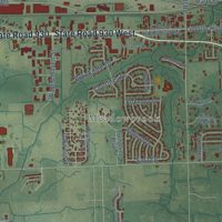 Second close-up of the map of New Haven, Indiana print showing more streets and buildings