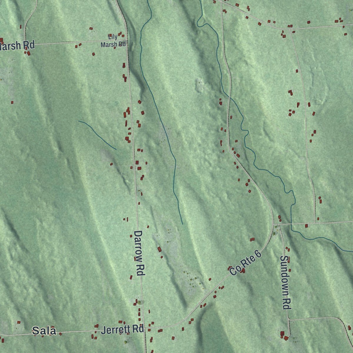 Second close-up of the map of New Haven, New York print showing more streets and buildings
