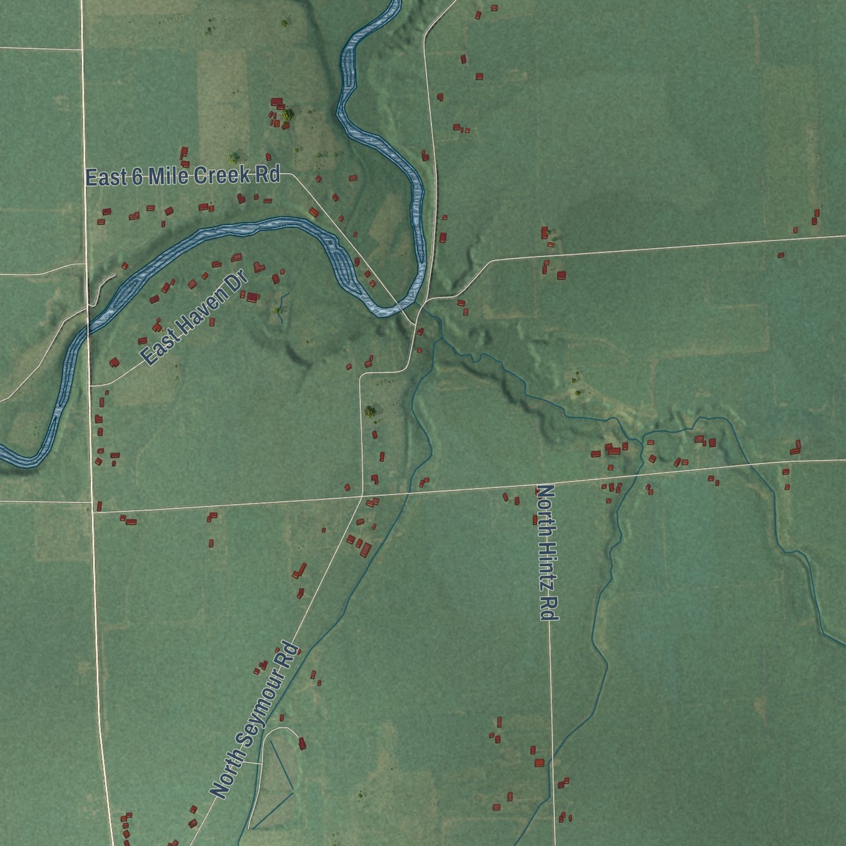 Second close-up of the map of New Haven, Shiawassee County, Michigan print showing more streets and buildings