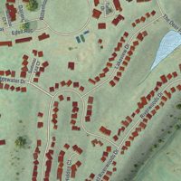 Second close-up of the map of New Hope, Pennsylvania print showing more streets and buildings