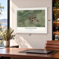 New Kingstown, Pennsylvania map, 18 x 24 inch print in a white frame in a home office
