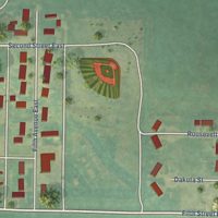 Second close-up of the map of New Leipzig, North Dakota print showing more streets and buildings