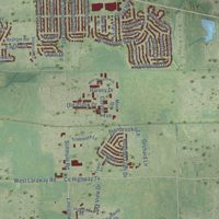 Second close-up of the map of New Lenox, Illinois print showing more streets and buildings