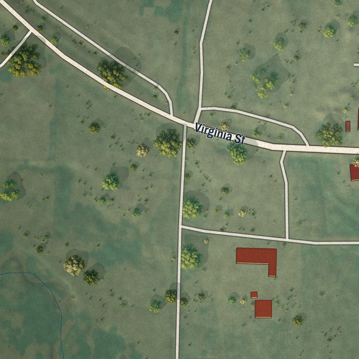 Second close-up of the map of New Meadows, Idaho print showing more streets and buildings