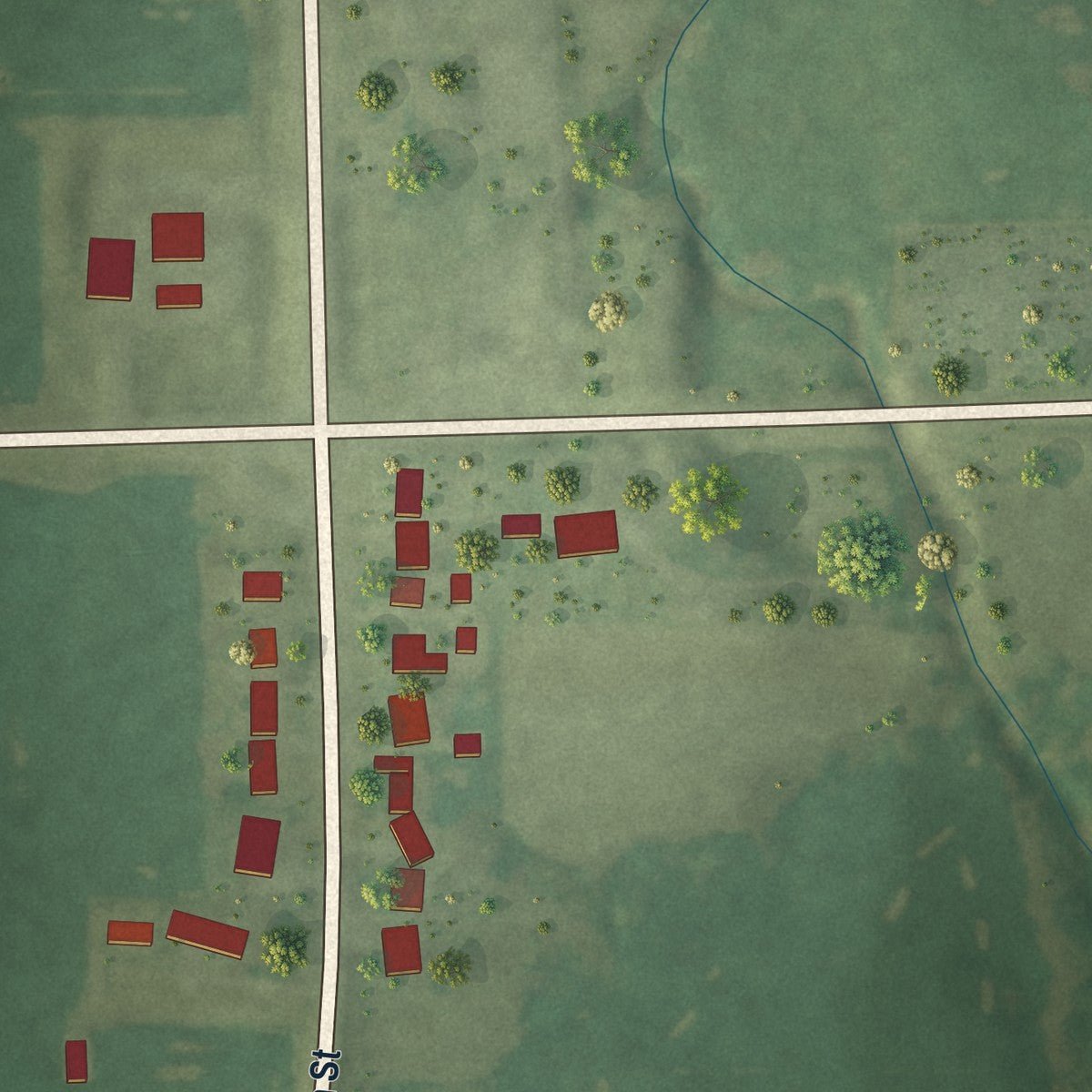 Second close-up of the map of New Minden, Illinois print showing more streets and buildings