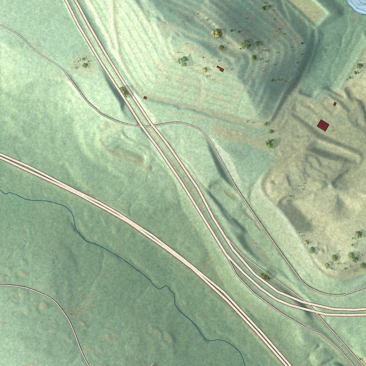 Second close-up of the map of New Morgan, Pennsylvania print showing more streets and buildings