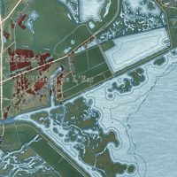 Second close-up of the map of New Orleans, Louisiana print showing more streets and buildings