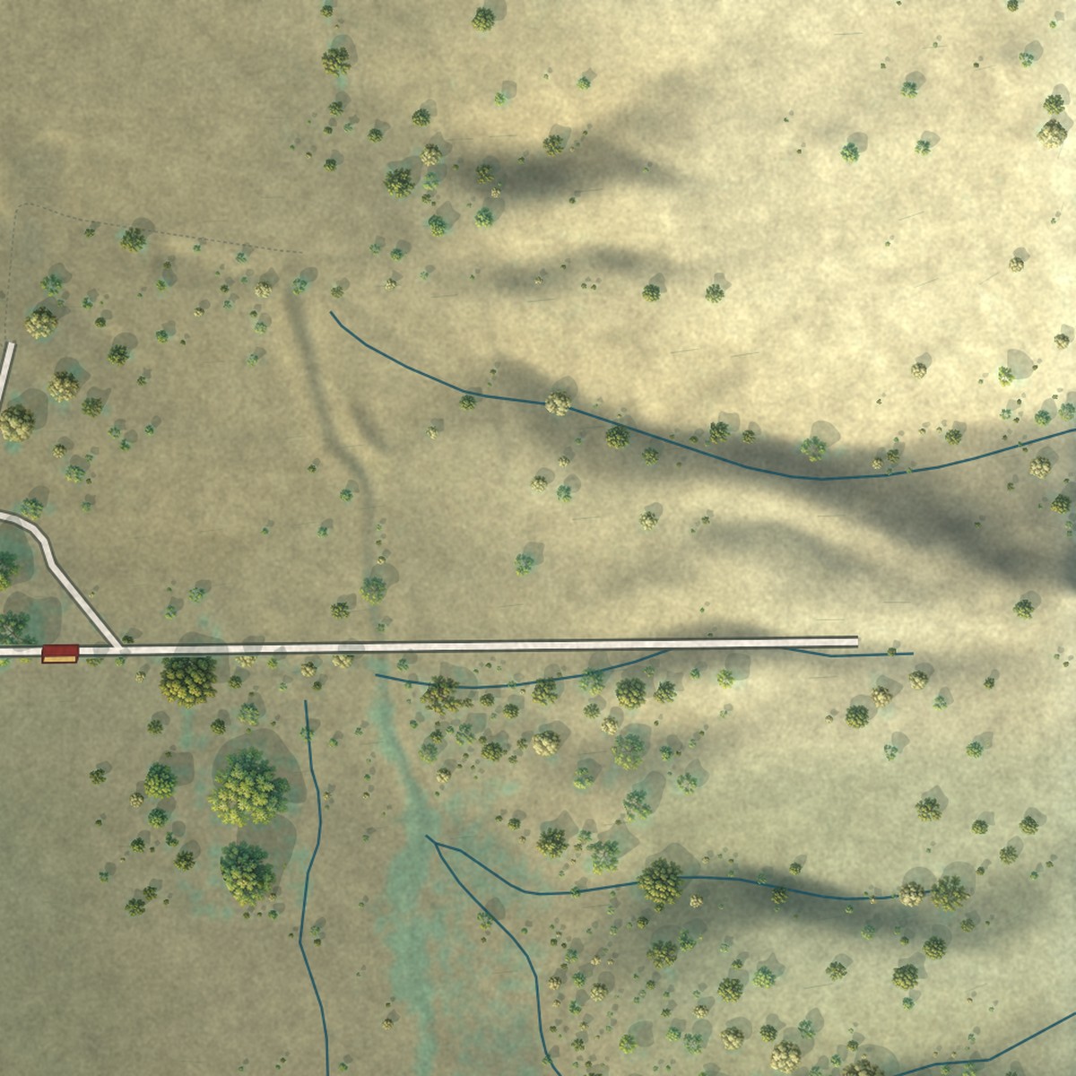 Second close-up of the map of New Pine Creek, California print showing more streets and buildings