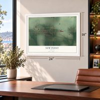 New Point, Indiana map, 18 x 24 inch print in a white frame in a home office