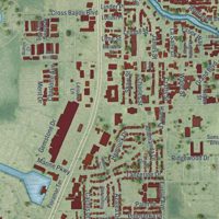 Second close-up of the map of New Port Richey, Florida print showing more streets and buildings
