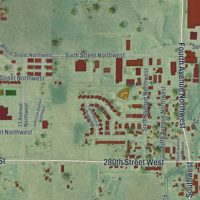 Second close-up of the map of New Prague, Minnesota print showing more streets and buildings