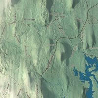 Close-up of the map of New Salem, Massachusetts print showing terrain and local geography