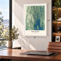 New Salem, Massachusetts map, 18 x 24 inch print in a white frame in a home office