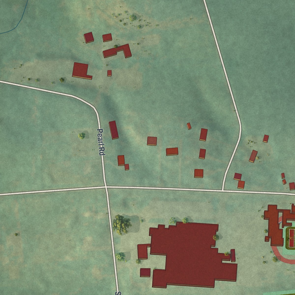Second close-up of the map of New Schaefferstown, Pennsylvania print showing more streets and buildings