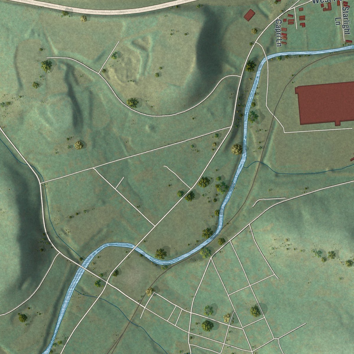 Second close-up of the map of New Stanton, Pennsylvania print showing more streets and buildings