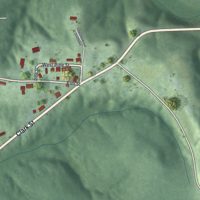 Second close-up of the map of New Straitsville, Ohio print showing more streets and buildings