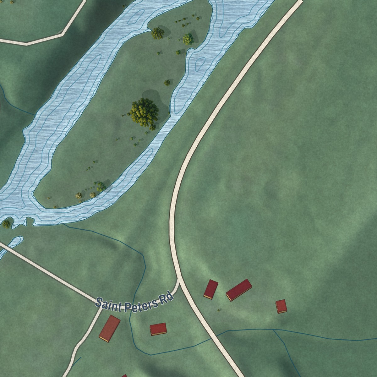 Second close-up of the map of New Trenton, Indiana print showing more streets and buildings