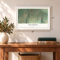 New Tripoli, Pennsylvania map, 12 x 18 inch print in a white frame in an entryway