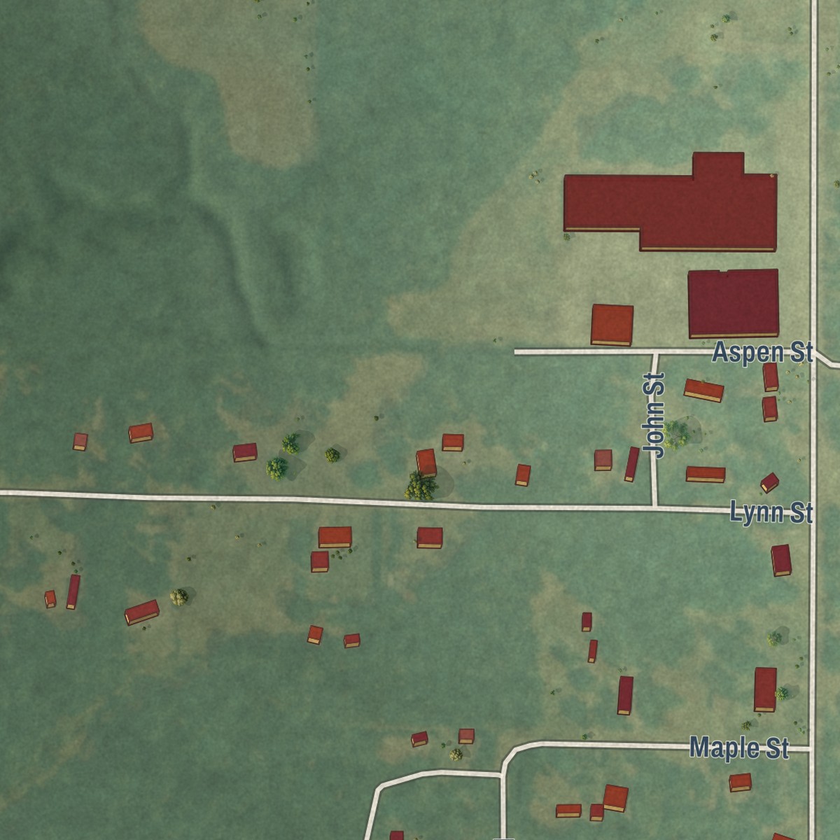 Second close-up of the map of New Troy, Michigan print showing more streets and buildings