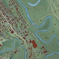 Second close-up of the map of New Ulm, Minnesota print showing more streets and buildings