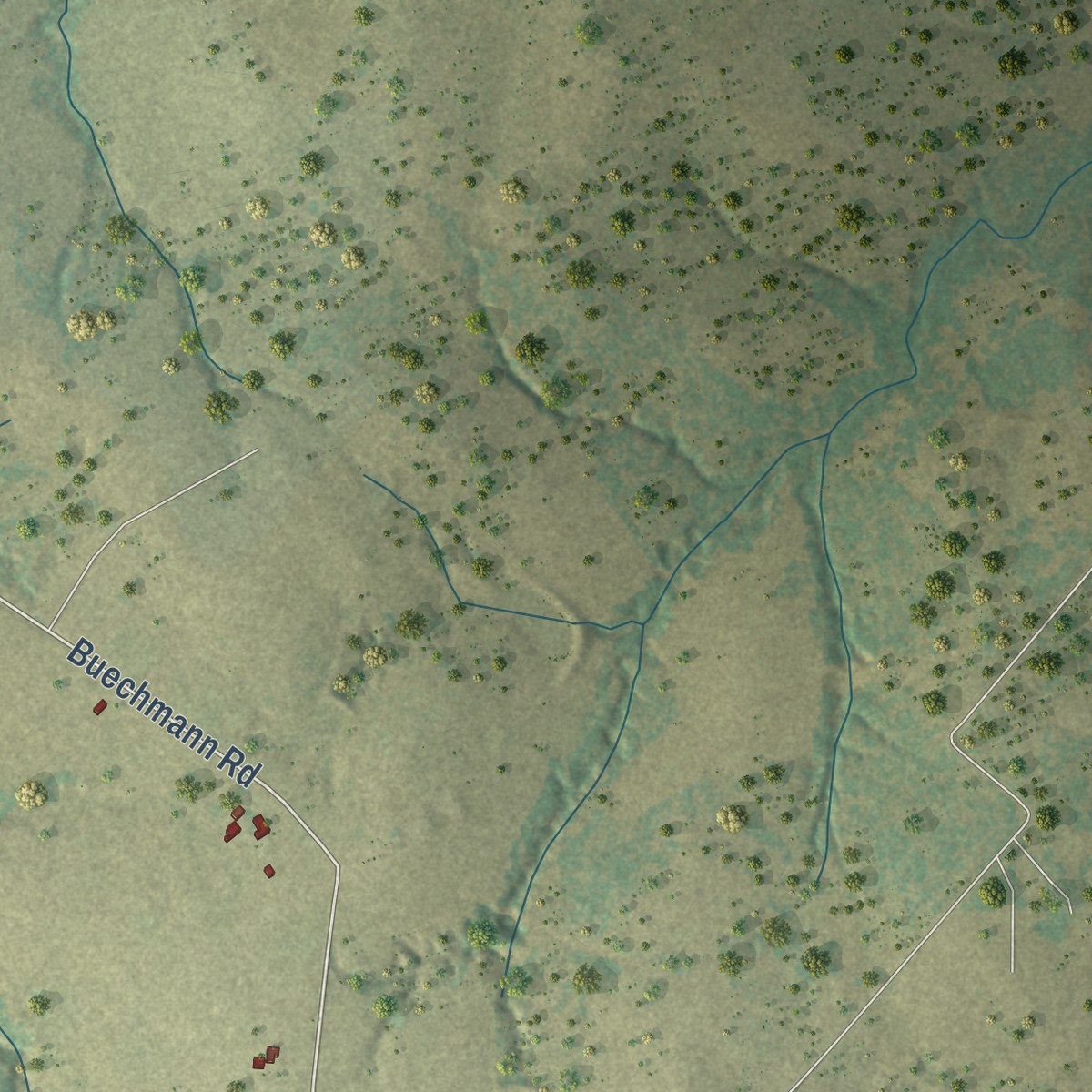 Second close-up of the map of New Ulm, Texas print showing more streets and buildings