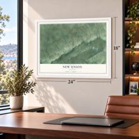 New Union, Alabama map, 18 x 24 inch print in a white frame in a home office
